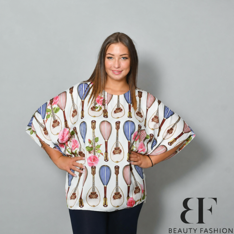 Brüsszel: Design gwendolinnal díszített, elegáns silky tunika különleges szabással.