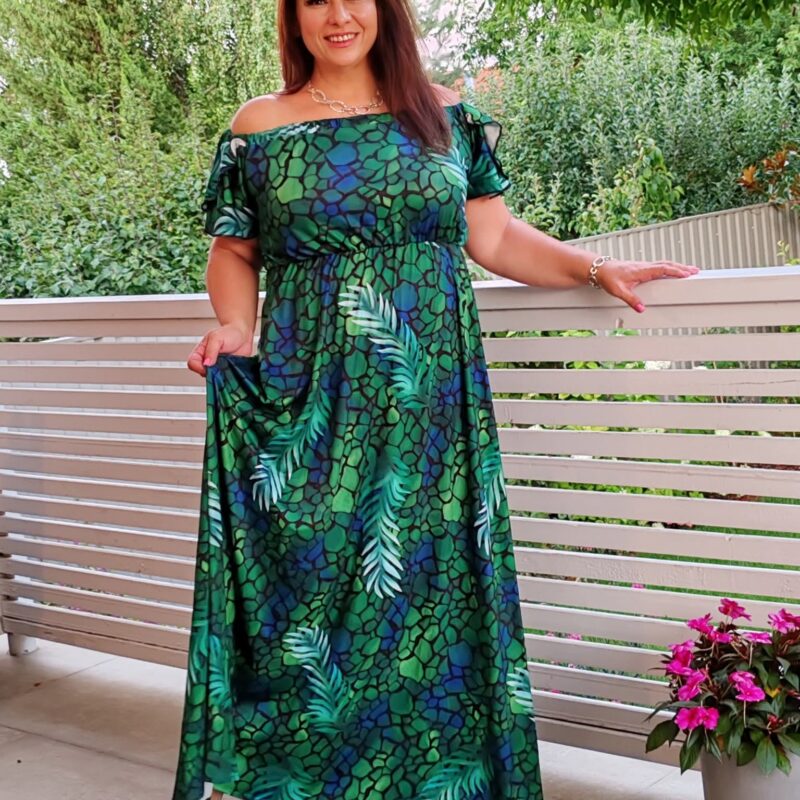 Nyári mintás maxi ruha a Beauty Fashiontől, fodros ujjal.